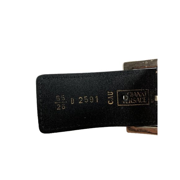 Vintage 90s Gianni Versace Gray Belt Metal Accents Y2K Futuristic - Picture 4 of 5